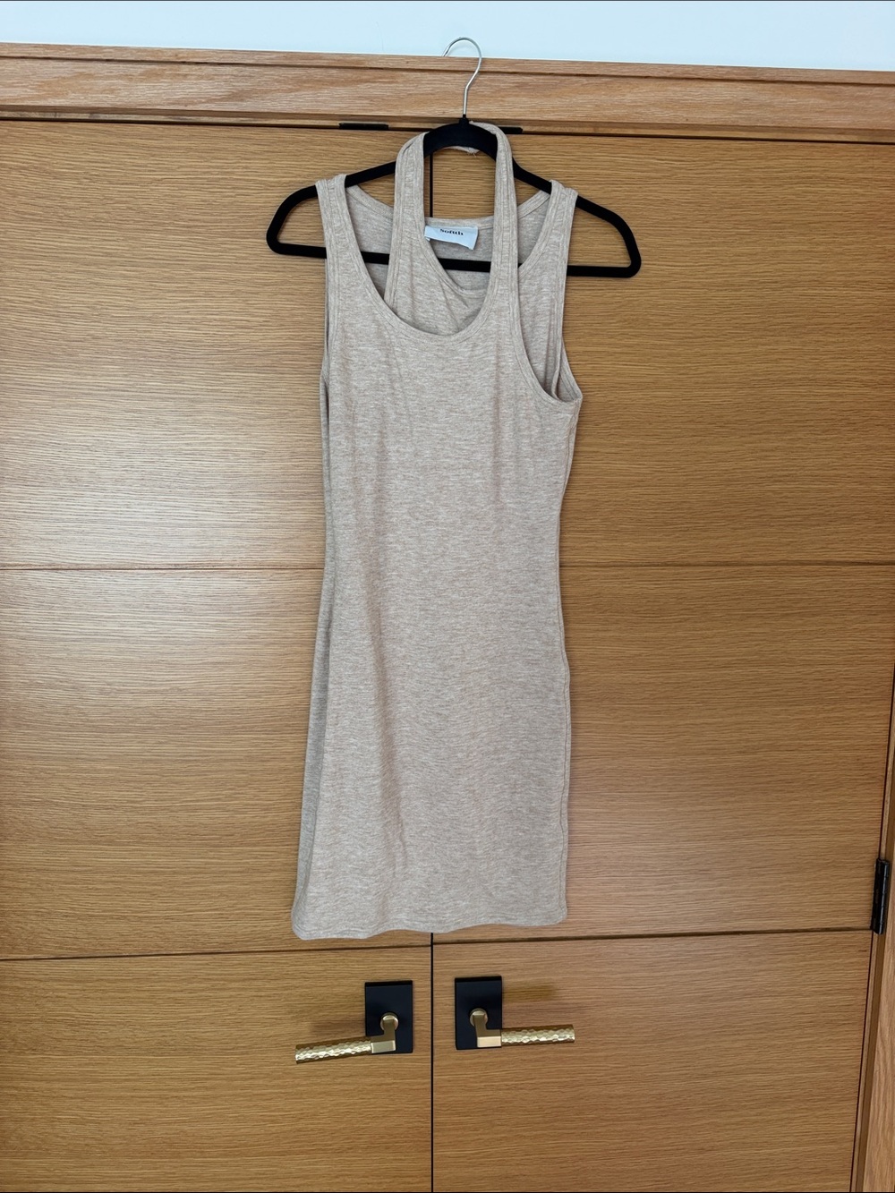 Classic Racerback Tank Dress in Beige
